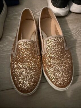 Sparkle Slip-On Flats in Rose Gold